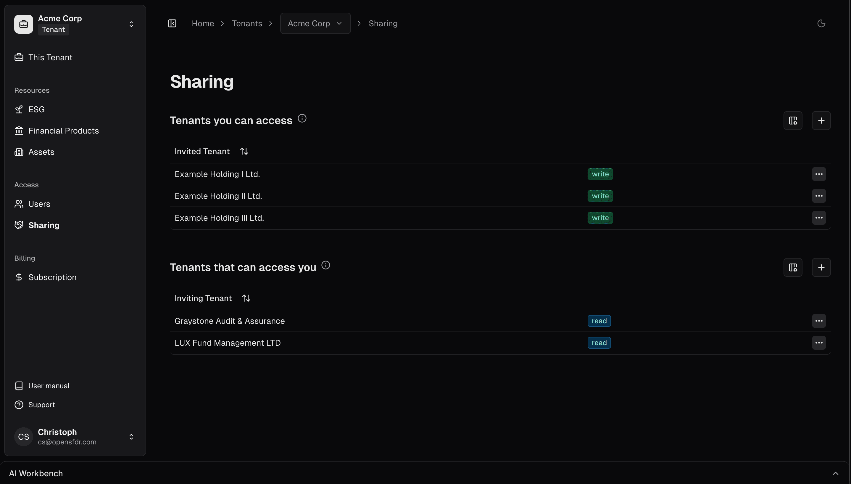 Manage multiple tenants